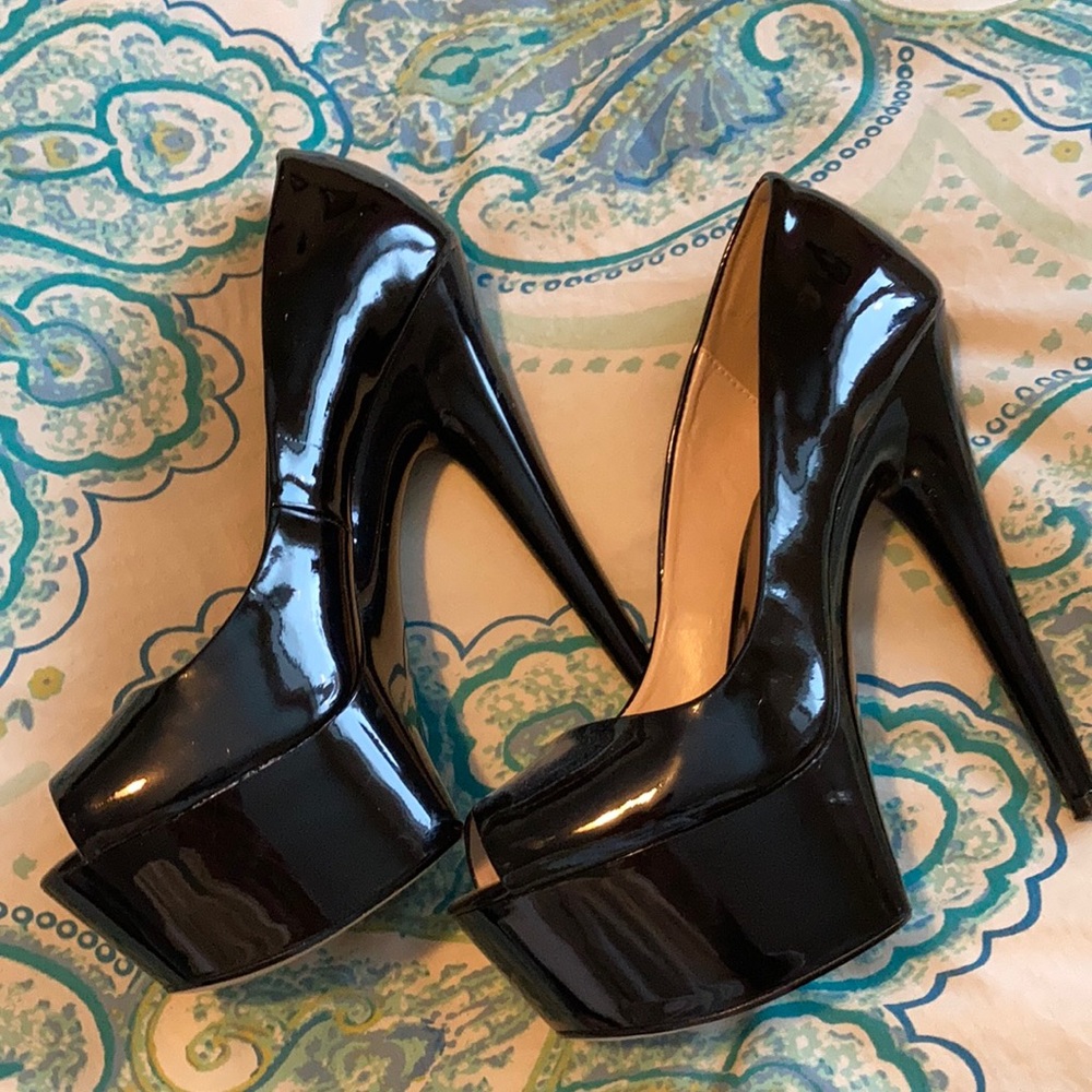 Black Peep Toe High Heels